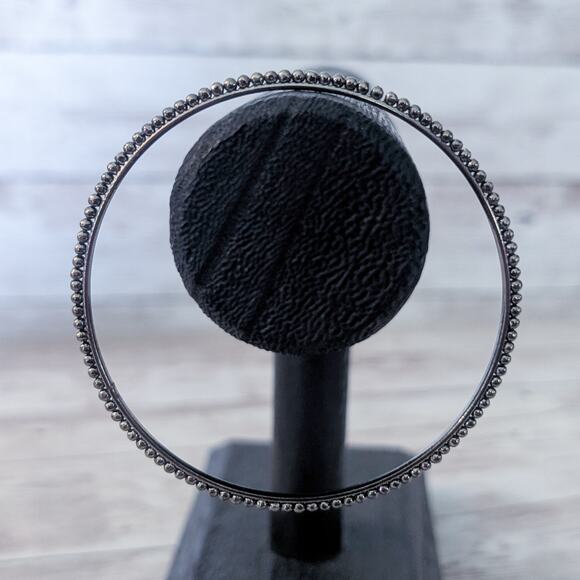 Vintage Bracelet Dark Grey Raised Ball Design Thin - 8" - Picture 2 of 6